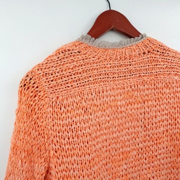 Sonia Bogner Artsy Cardigan Womens 14 Peach Ribbon Yarn Open Front Art-to-Wear - Picture 7 of 13